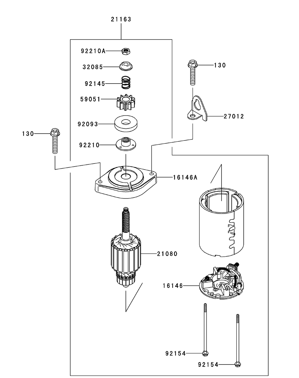 Kawasaki Fr651v-As05 Starter Diagram and Parts List for Z-FORCES48LP 17AP5BHB-17AP5BHB710 Cub Cadet Lawn Tractor